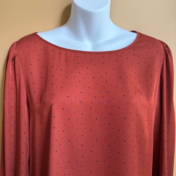 Express Rust Blouse with Polka Dots Size Medium - Picture 2 of 10